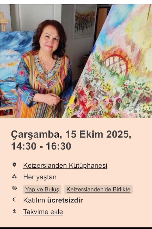 Keizerslanden Kütüphanesi sanat atölyesi, 15 Ekim 2025